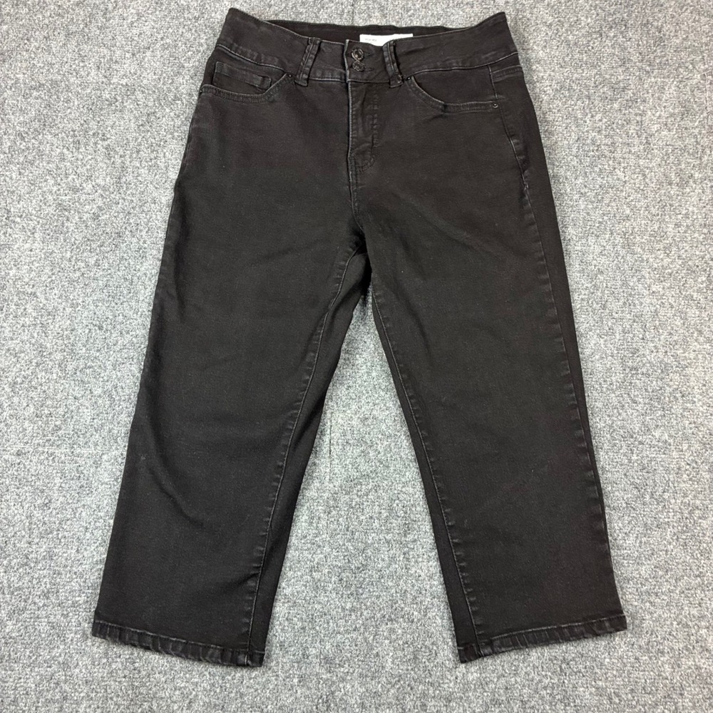 Royalty For Me Womens Black High Rise Crop Jeans Double Button Size 8